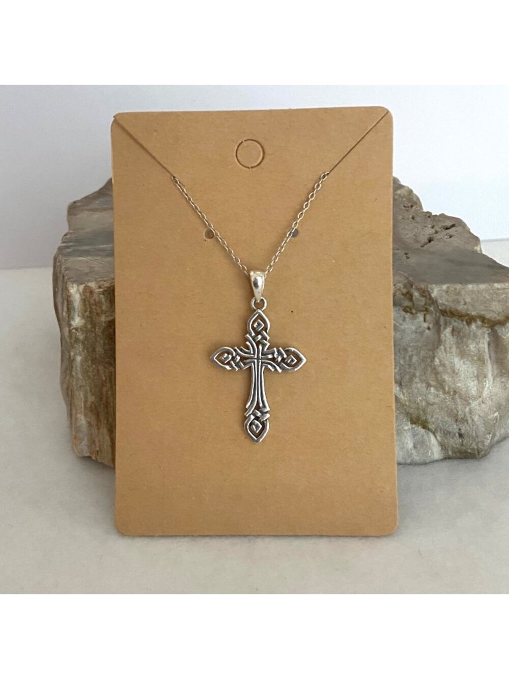 Sterling Silver 925 Dainty Celtic Knot Cross Pendant Necklace 18" Chain